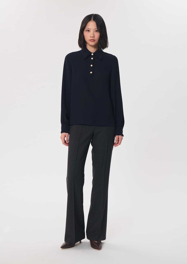 Top Tessy midnight blue with embroidered collar Night TARA JARMON CH