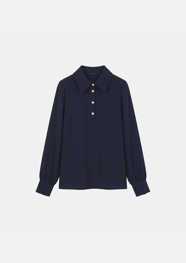 Top Tessy midnight blue with embroidered collar Night TARA JARMON CH