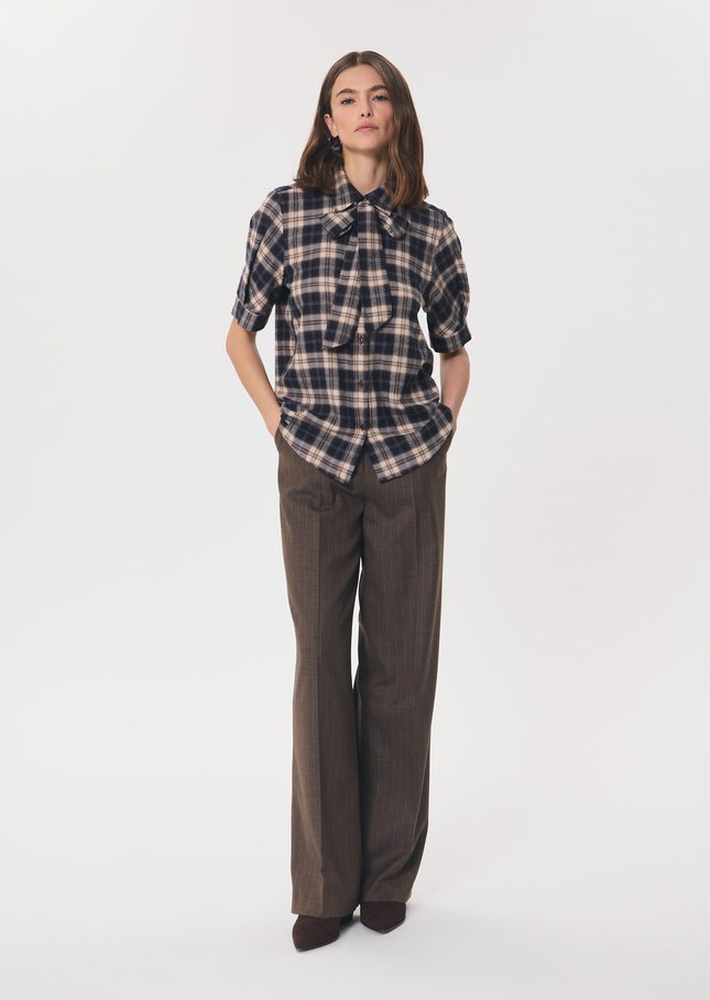 Carla shirt tonka and beige checkered lavallière Tonka TARA JARMON CH