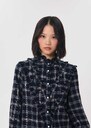 Christina shirt navy blue checkered lavallière Night TARA JARMON CH