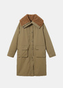 Darius down jacket Long khaki jacket with contrasting collar Khaki TARA JARMON CH