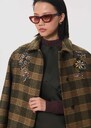 Monroe Coat khaki checkered embroidered Khaki TARA JARMON CH