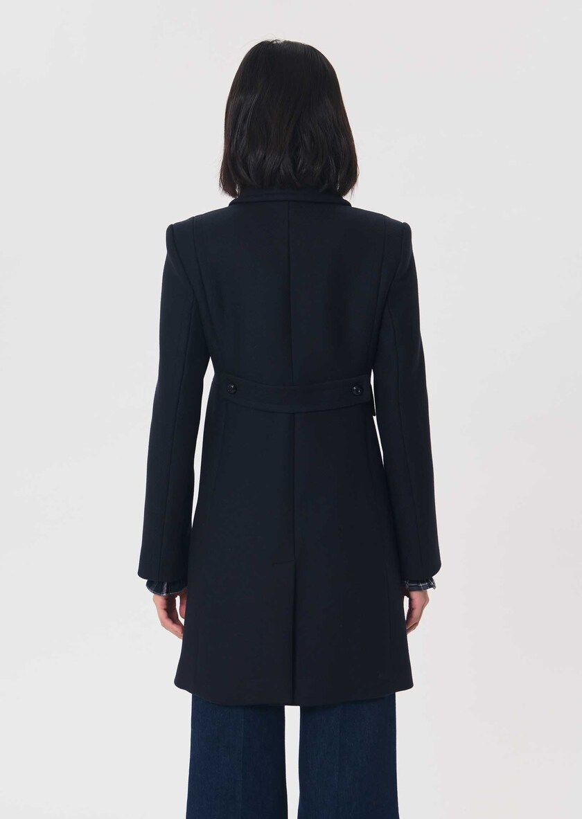 Martha Coat navy blue double-breasted belted Night TARA JARMON CH