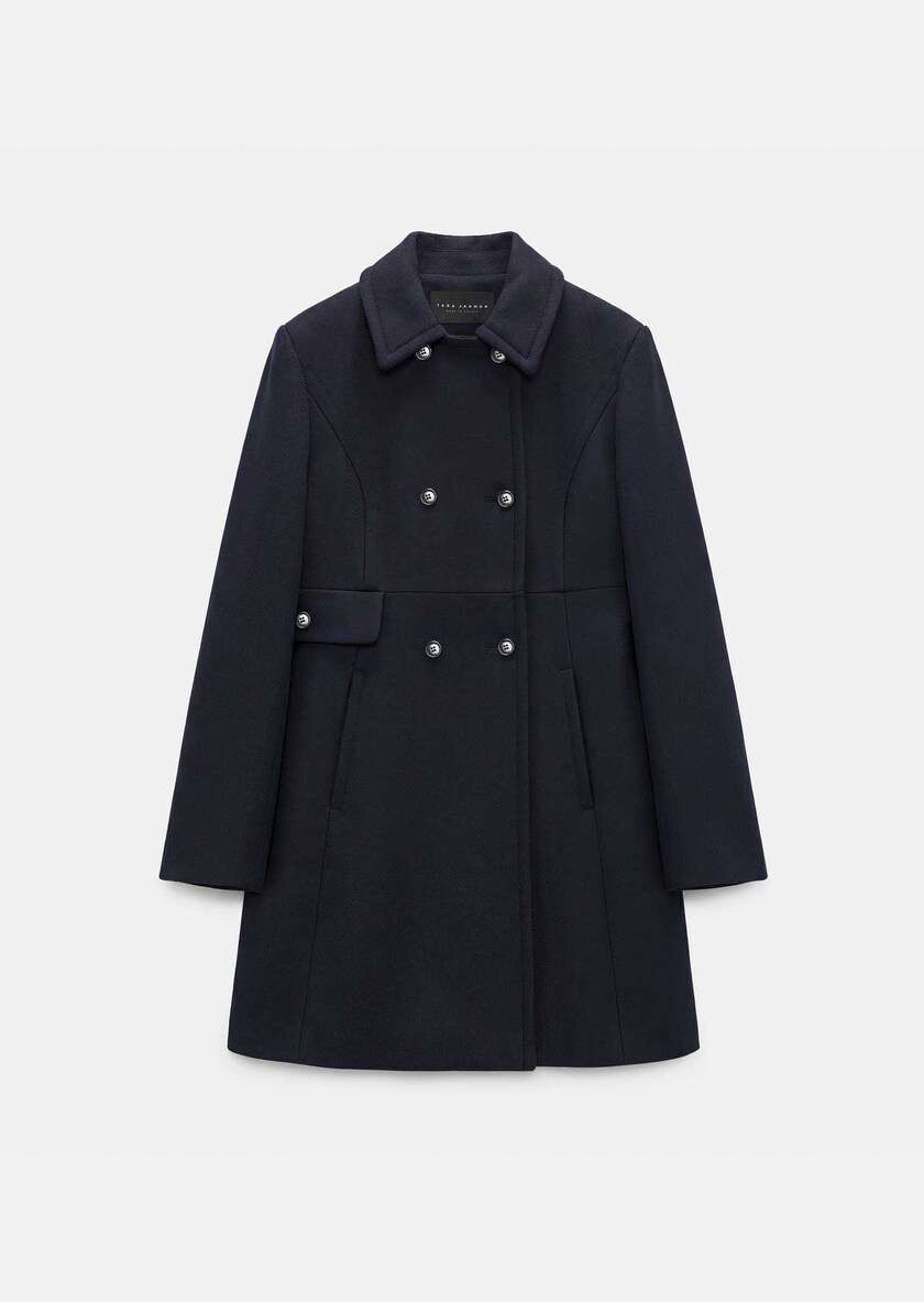 Martha Coat navy blue double-breasted belted Night TARA JARMON CH