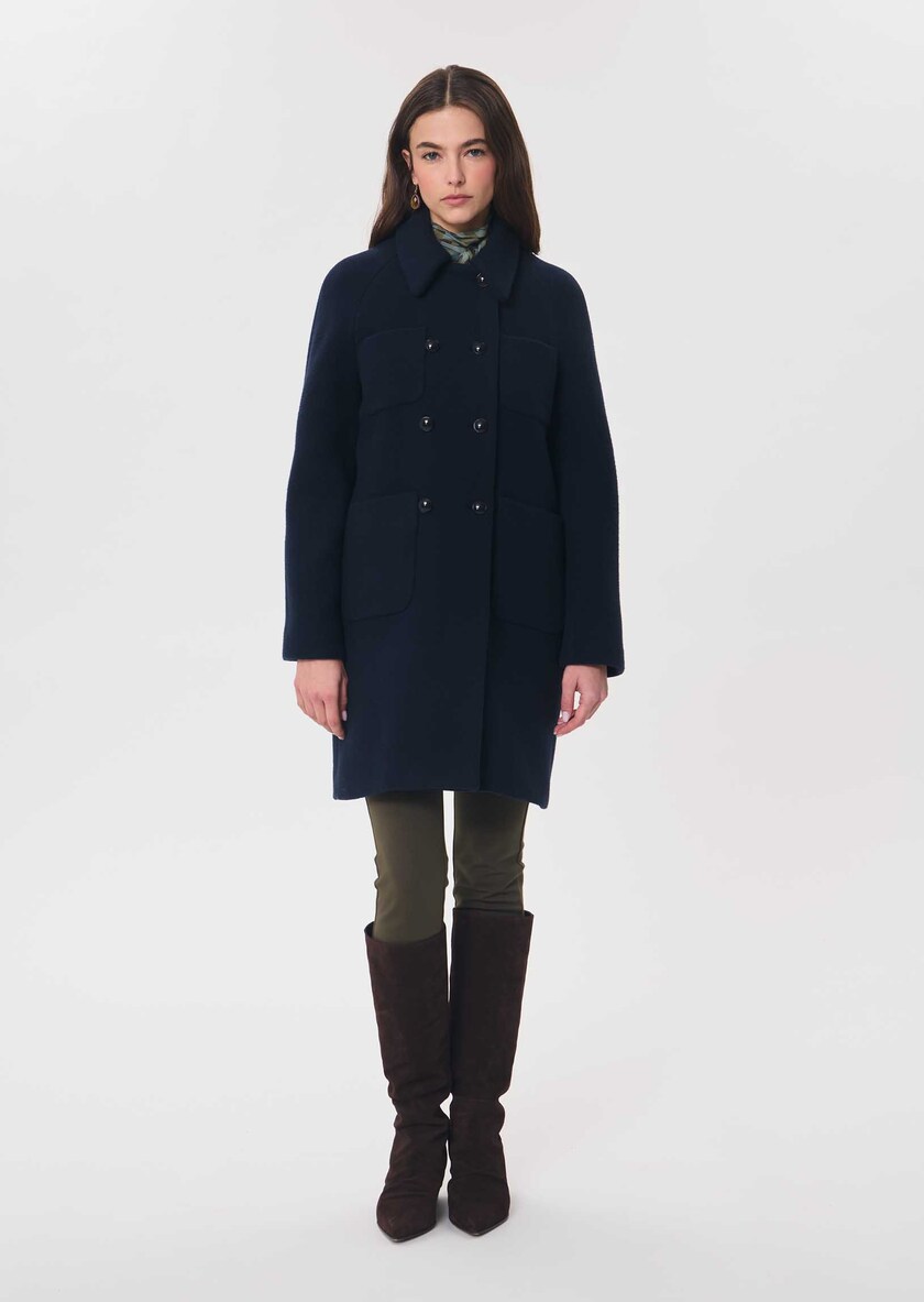 Maryline coat navy blue with patch pockets Night TARA JARMON CH