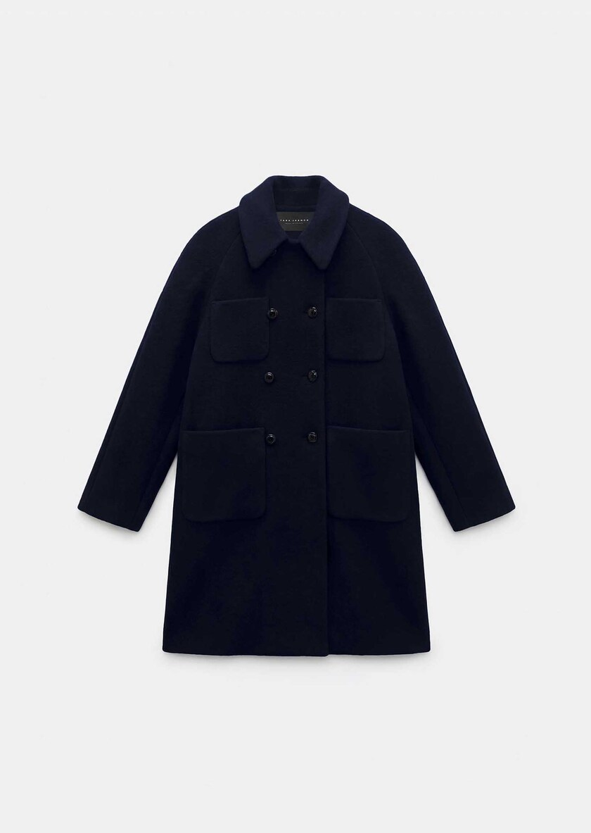 Maryline coat navy blue with patch pockets Night TARA JARMON CH