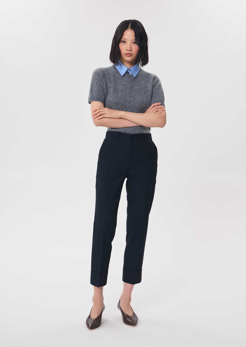Philippa trousers navy blue right with lapel Night TARA JARMON CH