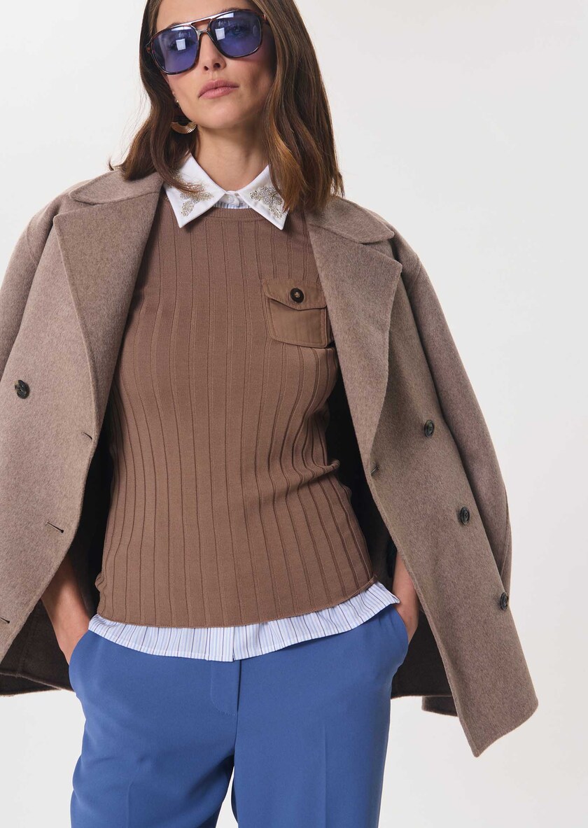Prisca sweater caramel pockets Caramel TARA JARMON CH