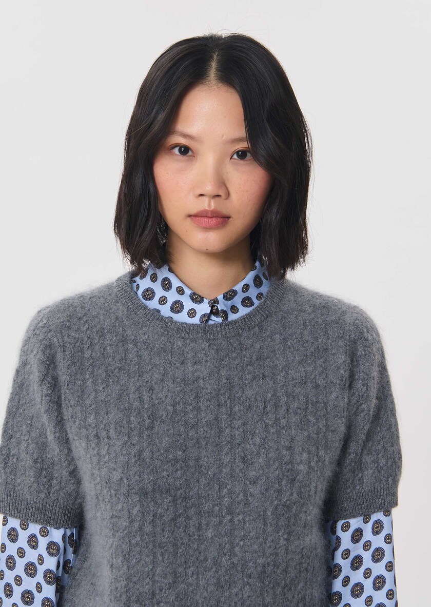 Pamela Sweater heather grey short-sleeved Gray grey TARA JARMON CH