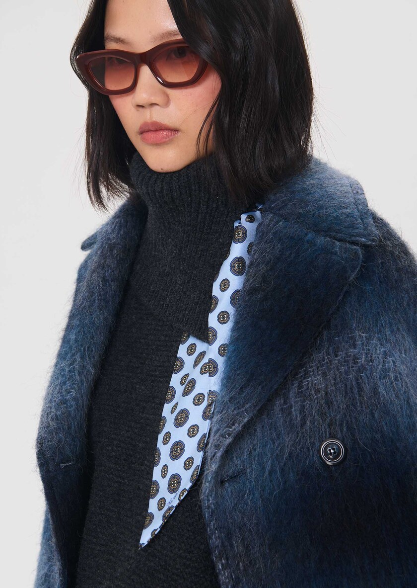 Fleece Sweater heather grey with a twisted turtleneck Gray grey TARA JARMON CH