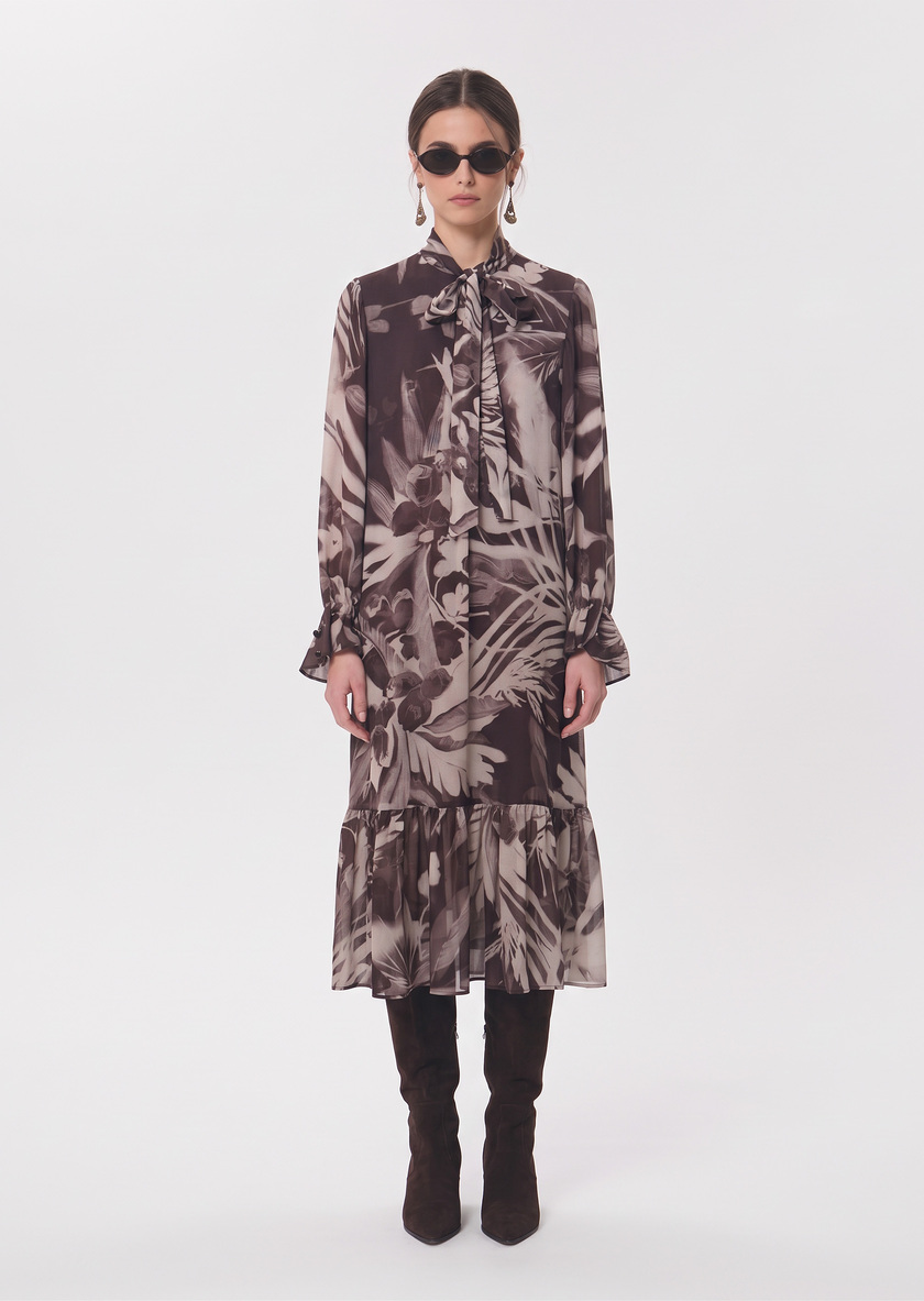 Rhita dress printed with ruffles Fig TARA JARMON CH
