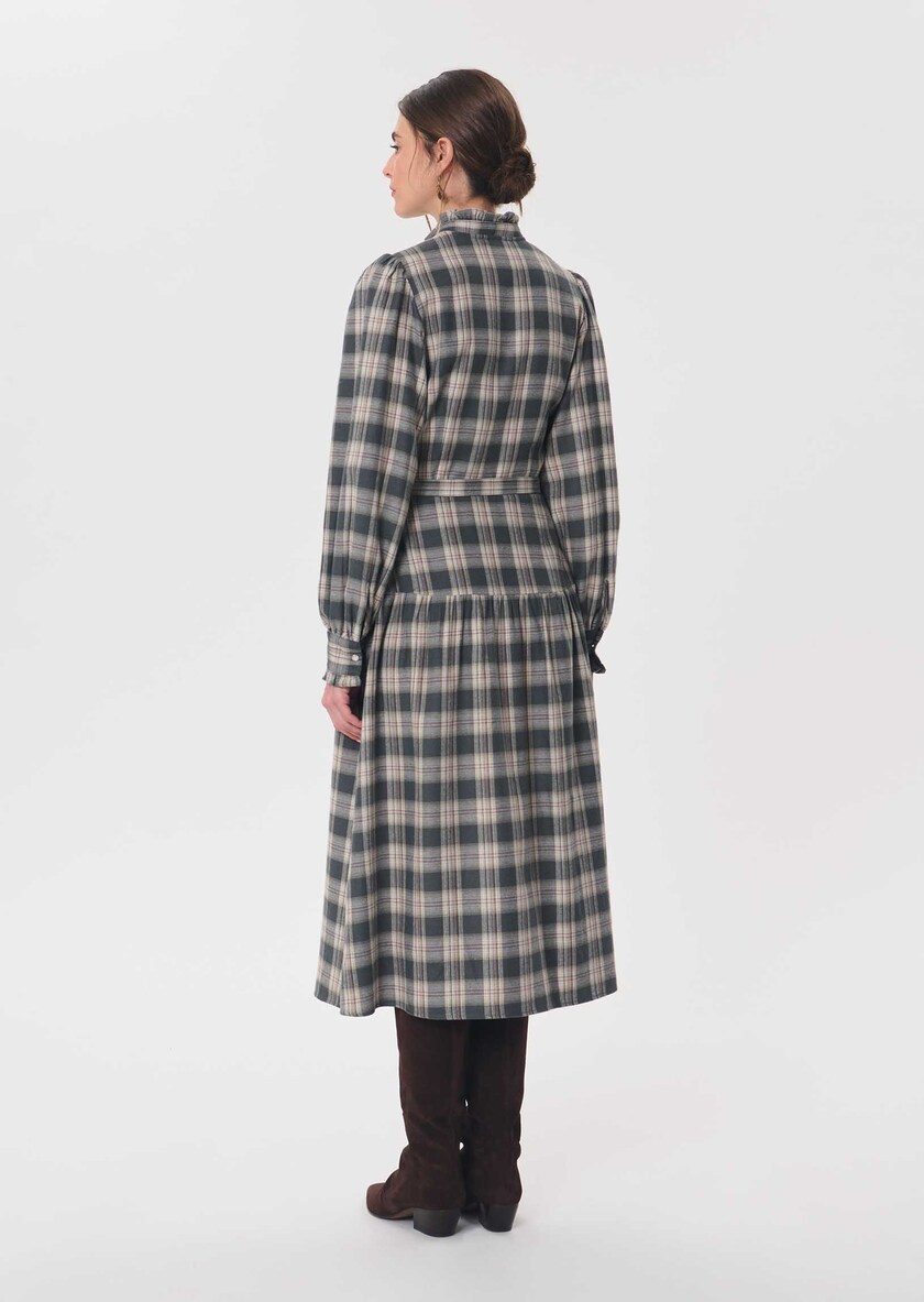 Retro Dress midi dress in khaki and beige checks Khaki TARA JARMON CH