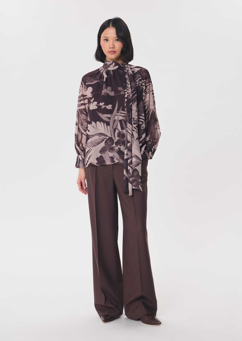 Top Terry Flowy floral print dress with a tie neck Fig TARA JARMON CH