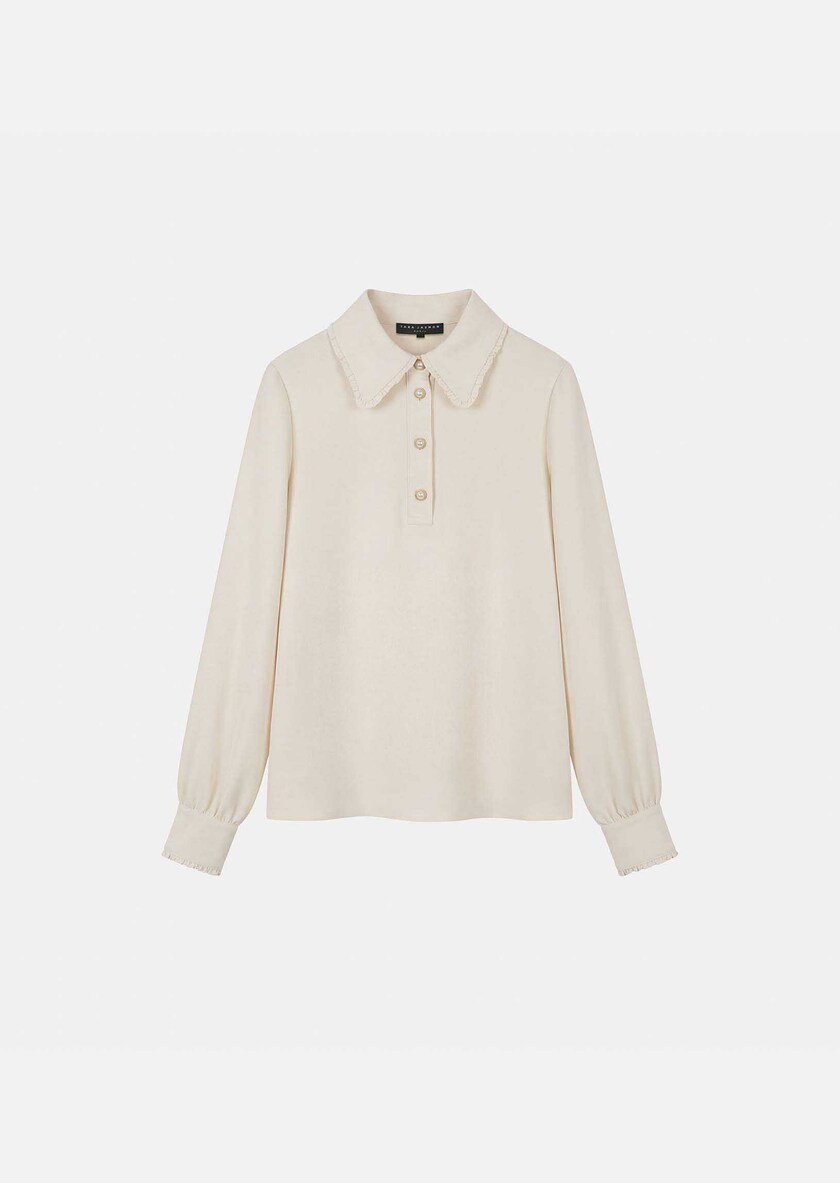 Top Tessy ecru with scalloped collar Off-white TARA JARMON CH