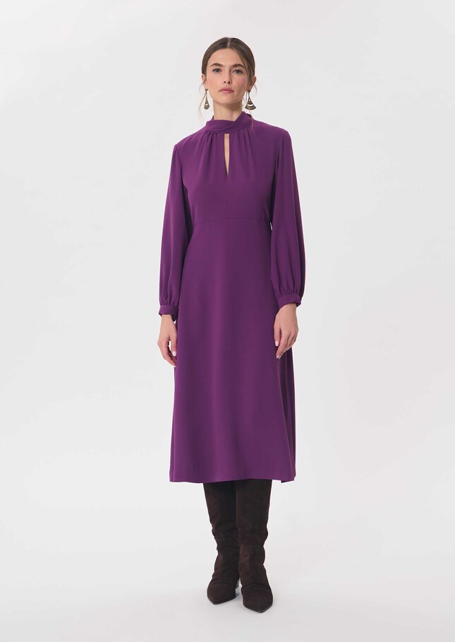 Rubben Dress blackberry with a tied collar Mûre TARA JARMON CH