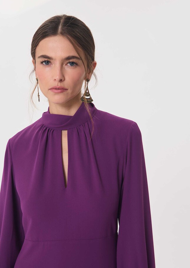 Rubben Dress blackberry with a tied collar Mûre TARA JARMON CH