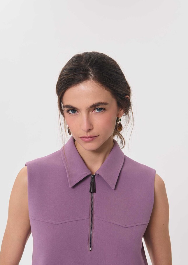Riffi Dress short purple dress with contrasting collar Pourpre TARA JARMON CH