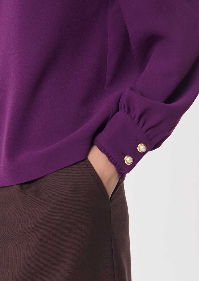 Top Tessy purple long-sleeved shirt with a ruffled collar Mûre TARA JARMON CH