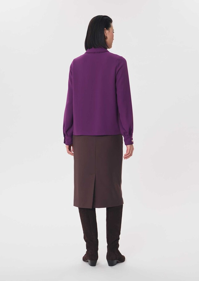 Top Tessy purple long-sleeved shirt with a ruffled collar Mûre TARA JARMON CH