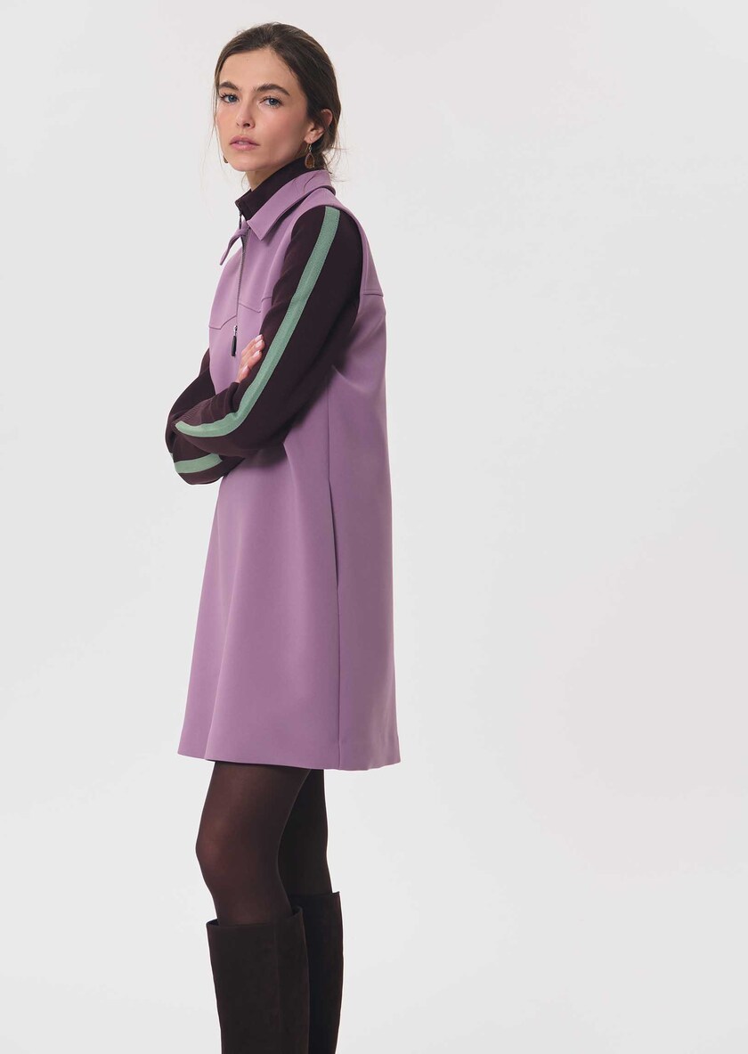 Riffi Dress short purple dress with contrasting collar Pourpre TARA JARMON CH