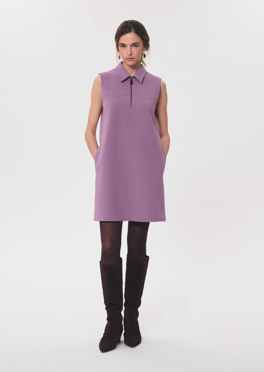 Riffi Dress short purple dress with contrasting collar Pourpre TARA JARMON CH