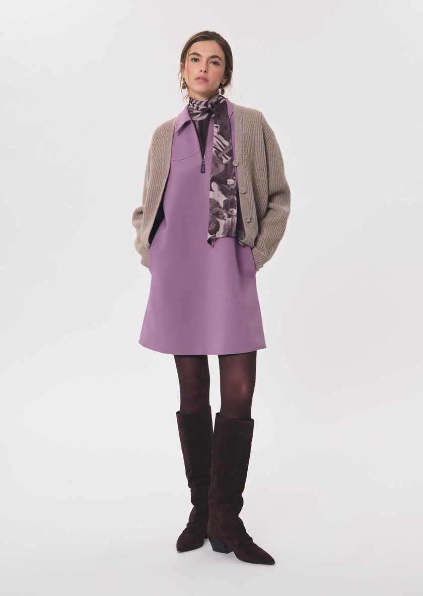 Riffi Dress short purple dress with contrasting collar Pourpre TARA JARMON CH