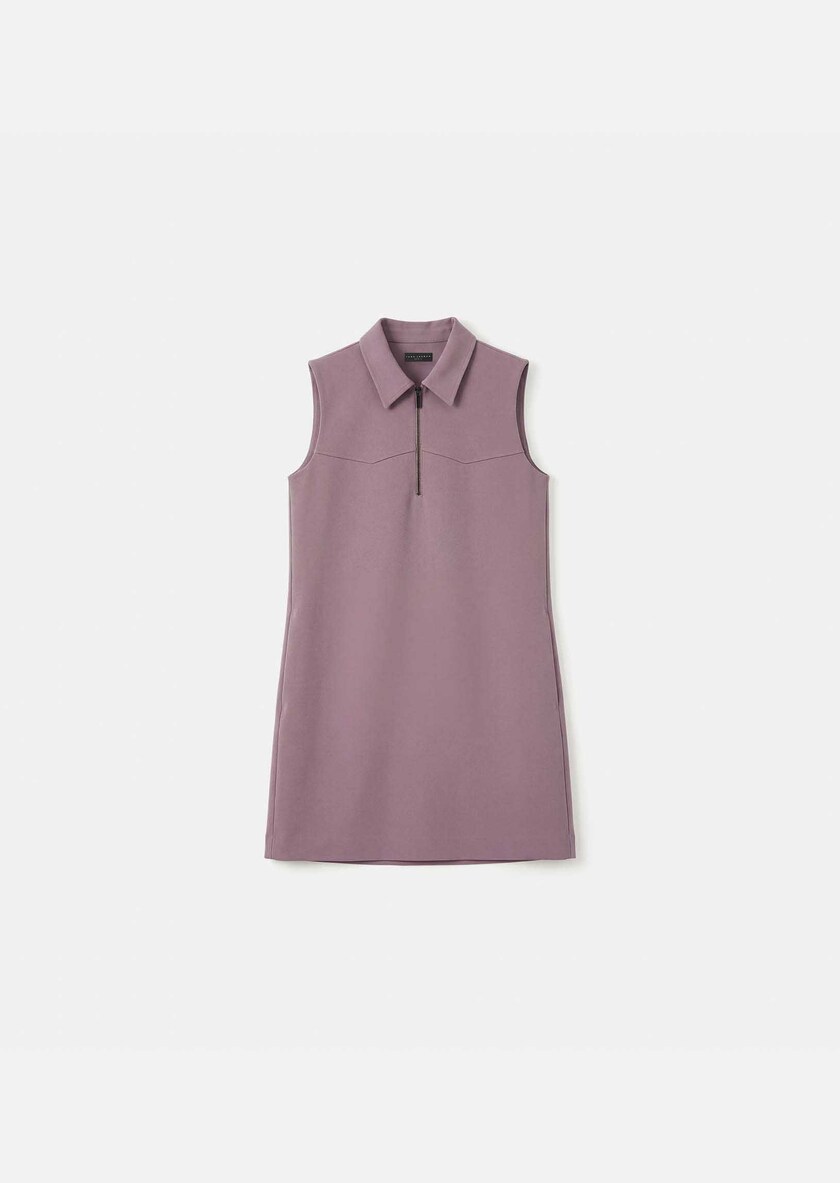 Riffi Dress short purple dress with contrasting collar Pourpre TARA JARMON CH